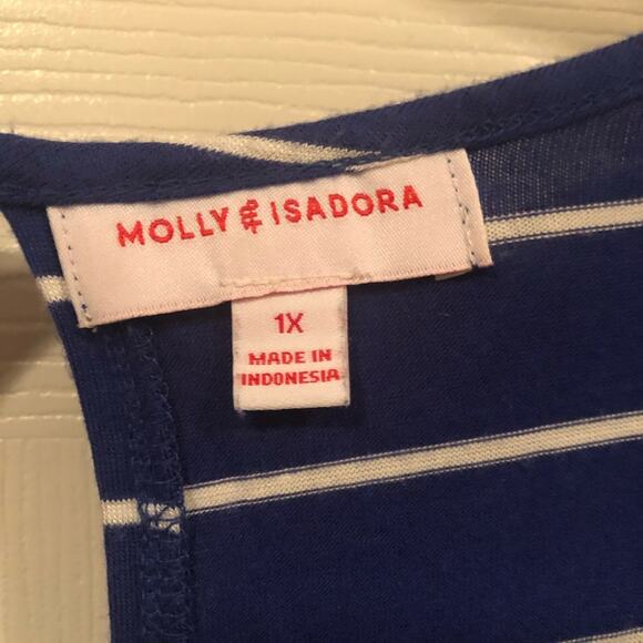 Molly & Isadora blue with white stripes long sleeve tunic sized 1X - Picture 3 of 7